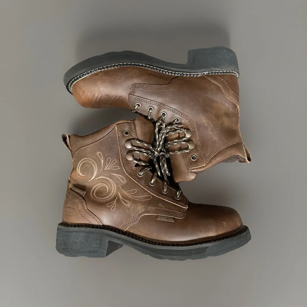 Justin Gy985 Women's 8B Steel Toe Safety Work Boots EH Waterproof Slip Resistant